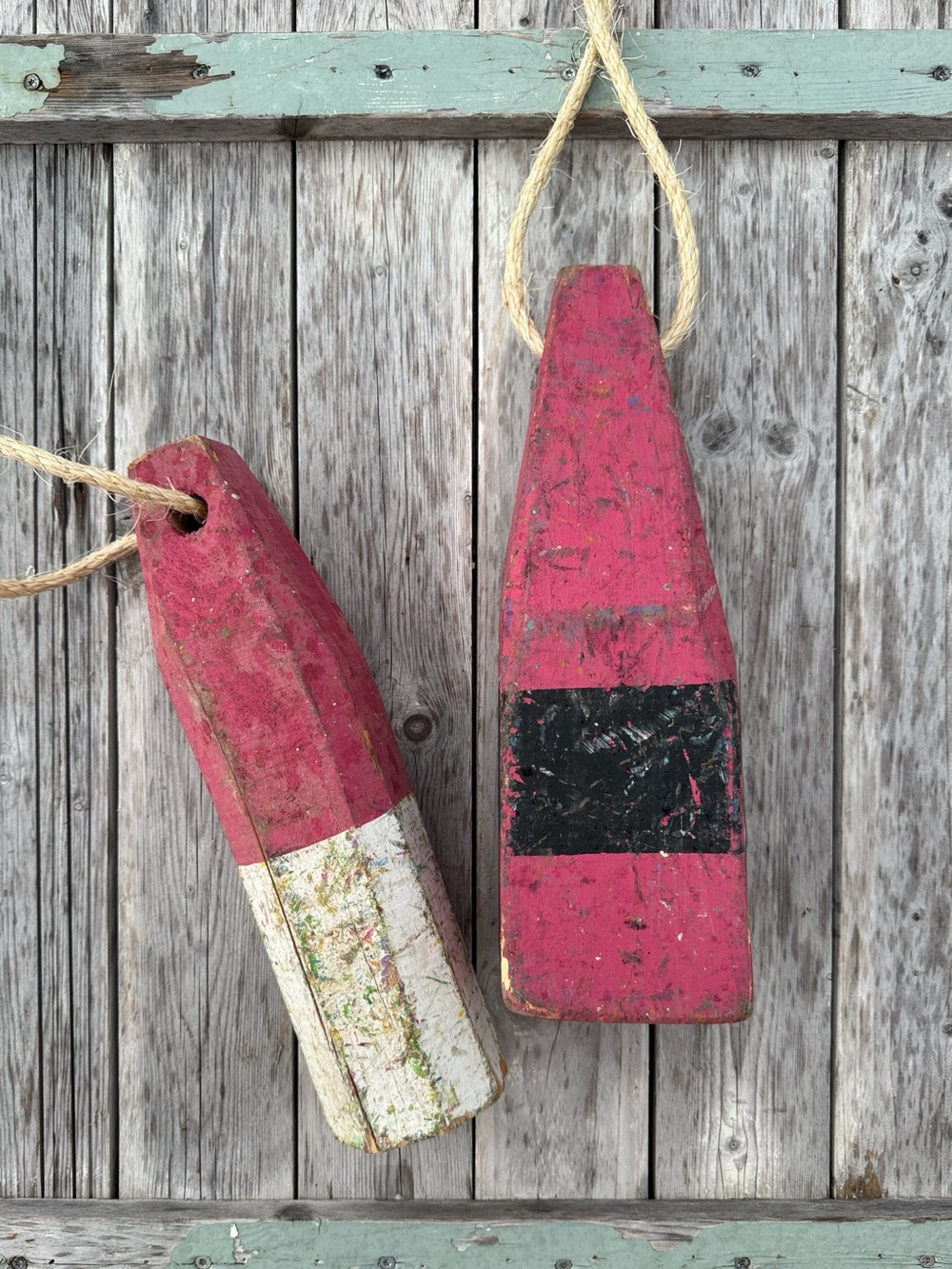 Set of Two Vintage Lobster Buoys Cape Cod